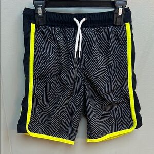 Black and Yellow Geometric Patterned Shorts